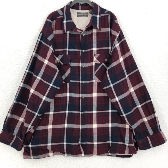 David Taylor Other - David Taylor Mens 2XLT Red Plaid Flannel Shirt Button Up Thermal Lined Pockets